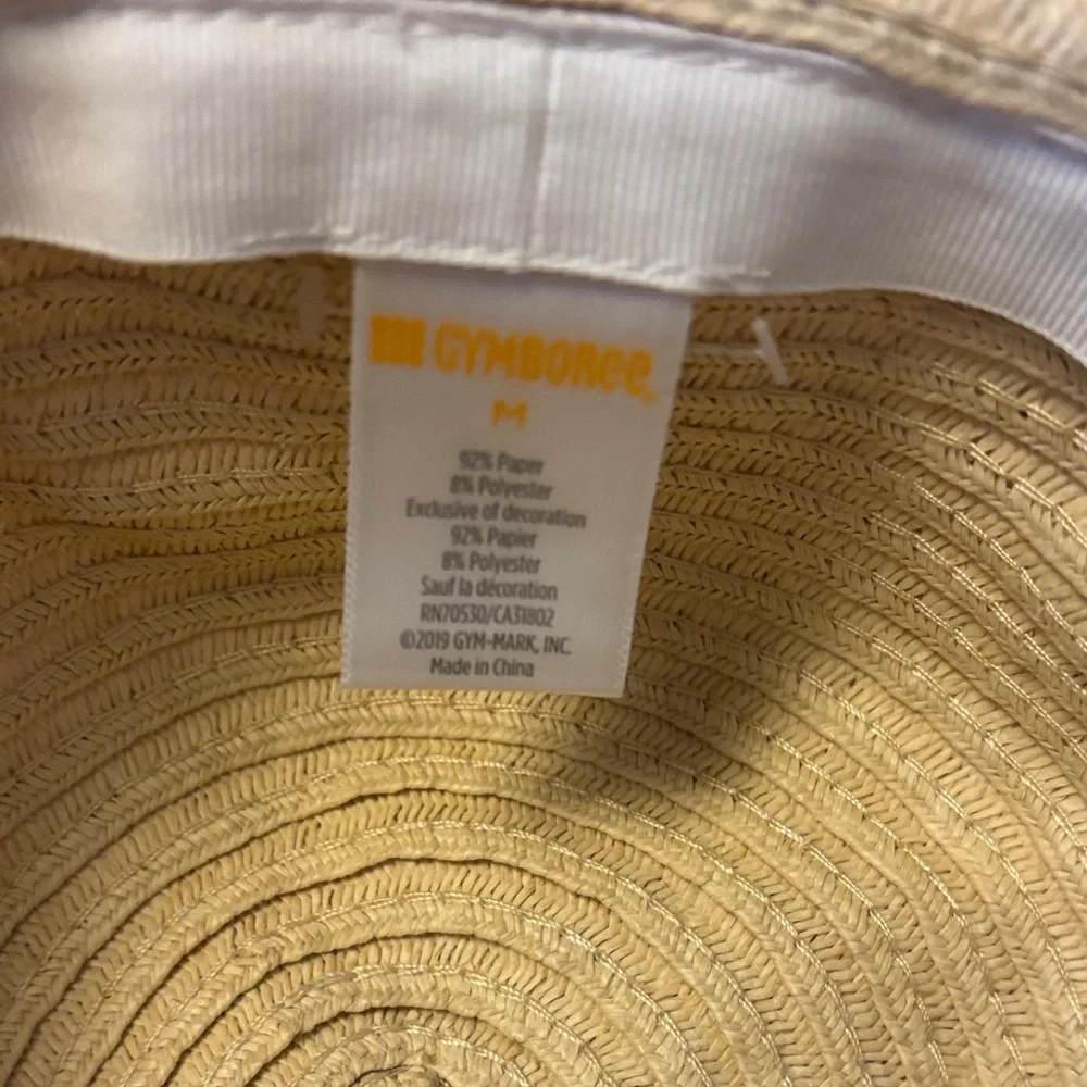 Gymboree Tan Straw Hat with White Ribbon